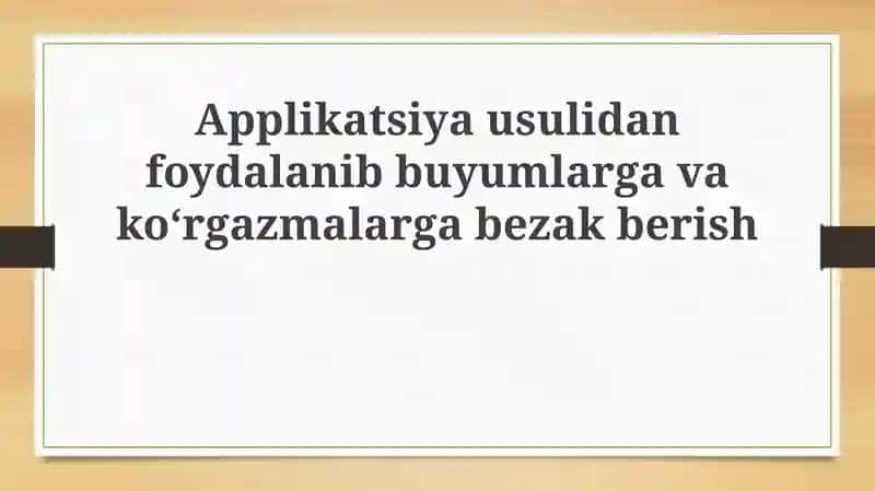 Applikatsiya Usuli 1