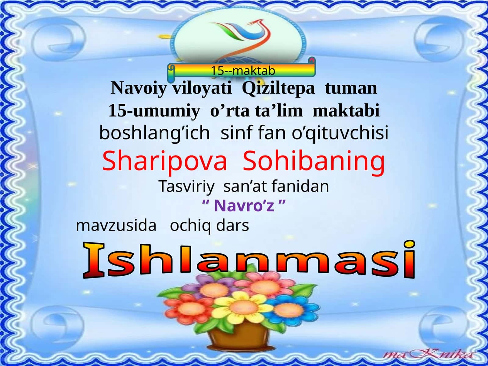 3-sinf Tasviriy san'at Navro'z bayramiga tabriknoma ishlash dars taqdimot 1