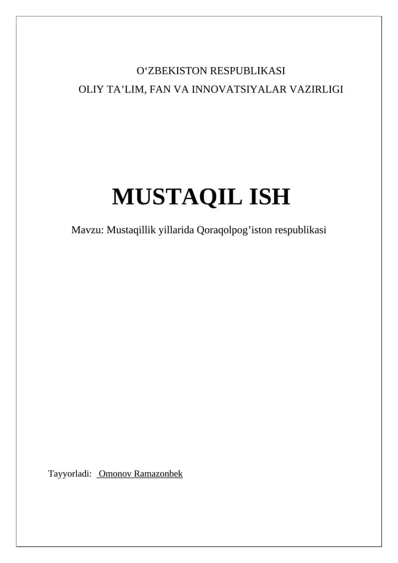 Mustaqillik yillarida Qoraqolpog’iston respublikasi 1