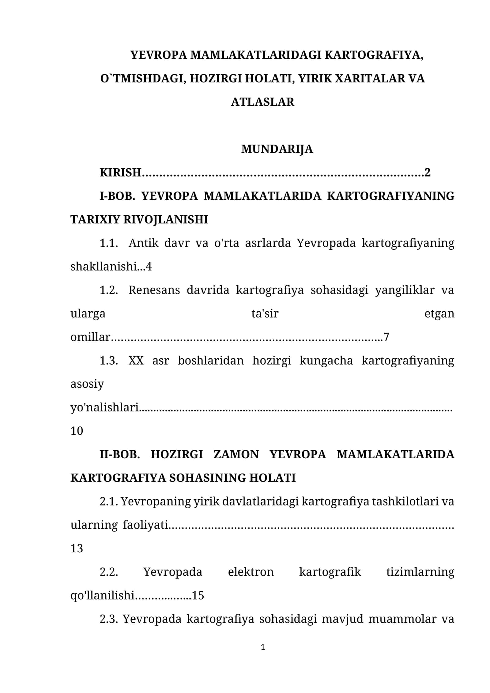 YEVROPA MAMLAKATLARIDAGI KARTOGRAFIYA 1
