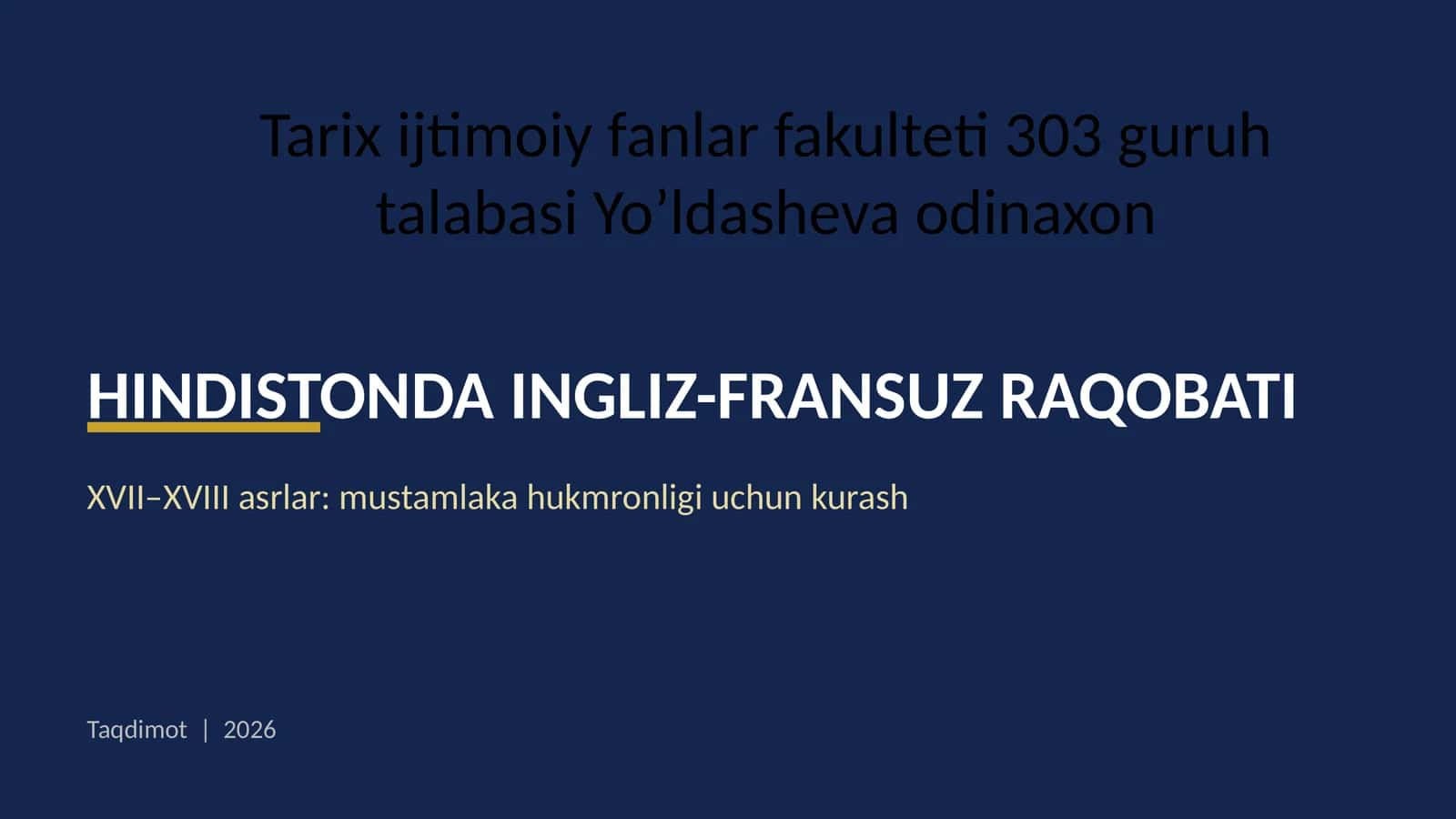 Hindistonda Ingliz-Fransuz raqobati 1