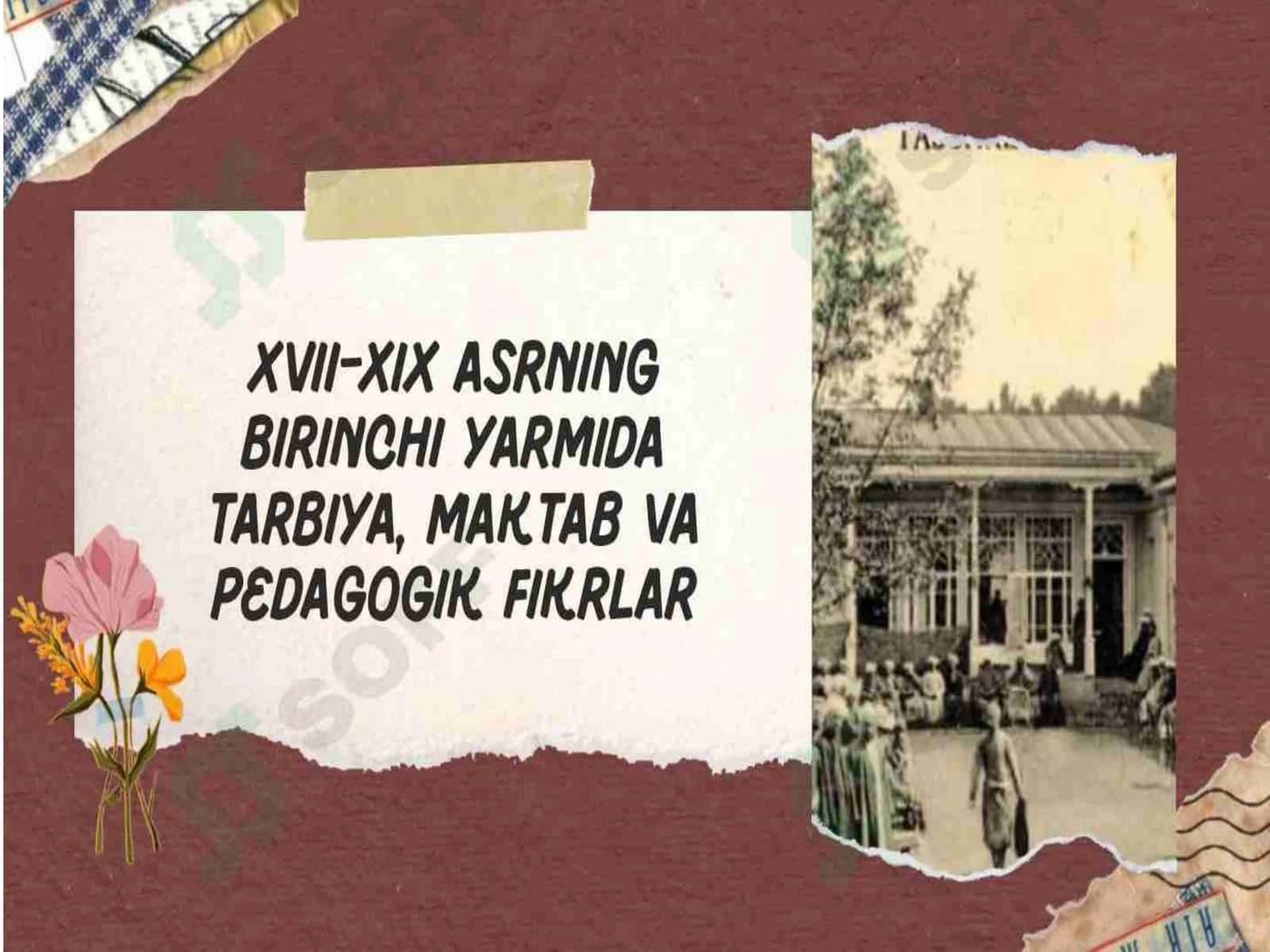 XVll- XlV asrning birinchi yarmida tarbiya maktab va pedagogik fikrlarXVll-XlV asrning birinchi yarmida tarbiya maktab va pedagogik fikrlar 1