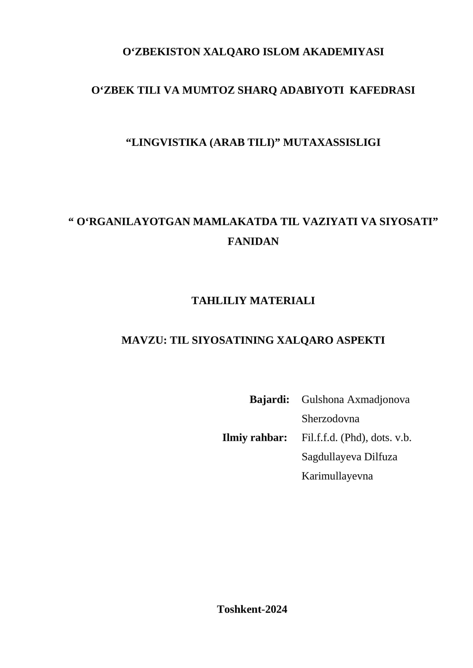 Til siyosatning xalqaro aspekti 1