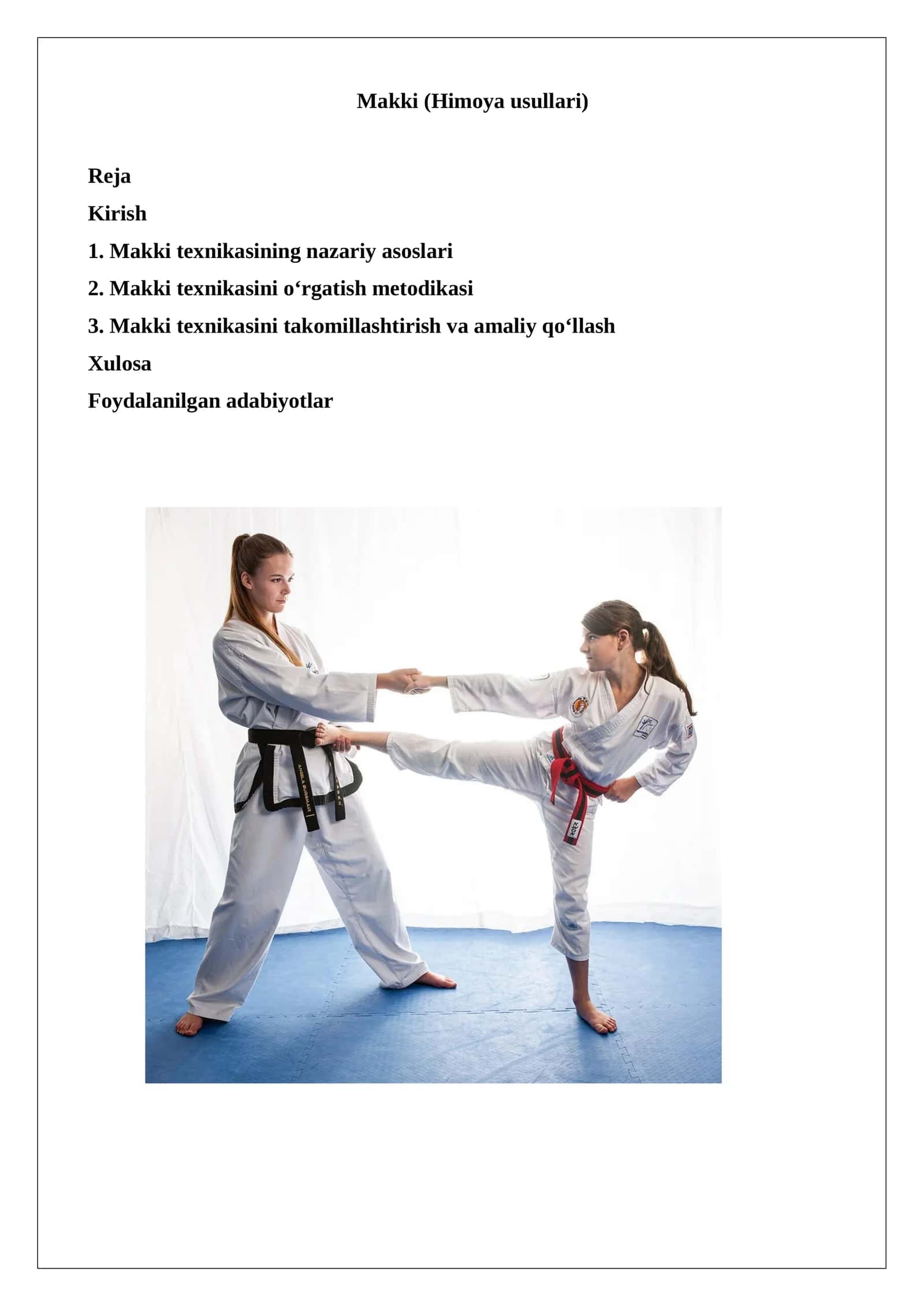 Makki (Himoya usullari) taekvondo 1