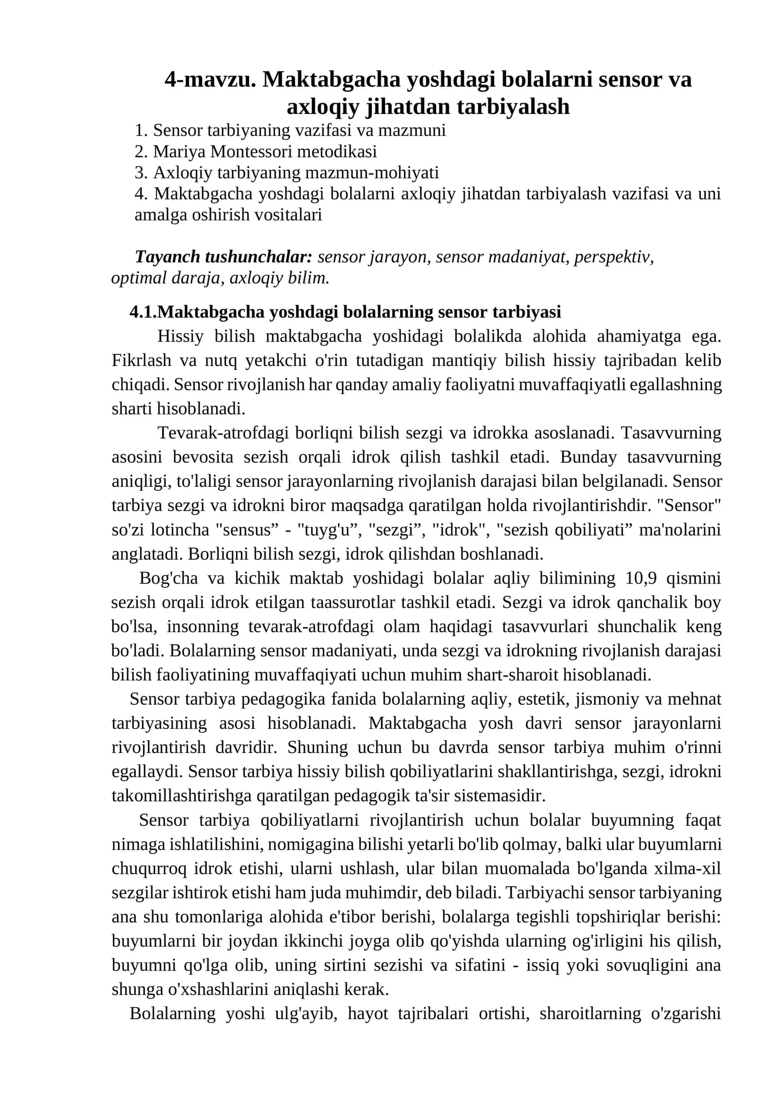 Maktabgacha yoshdagi bolalarni sensor va axloqiy jihatdan tarbiyalash 1