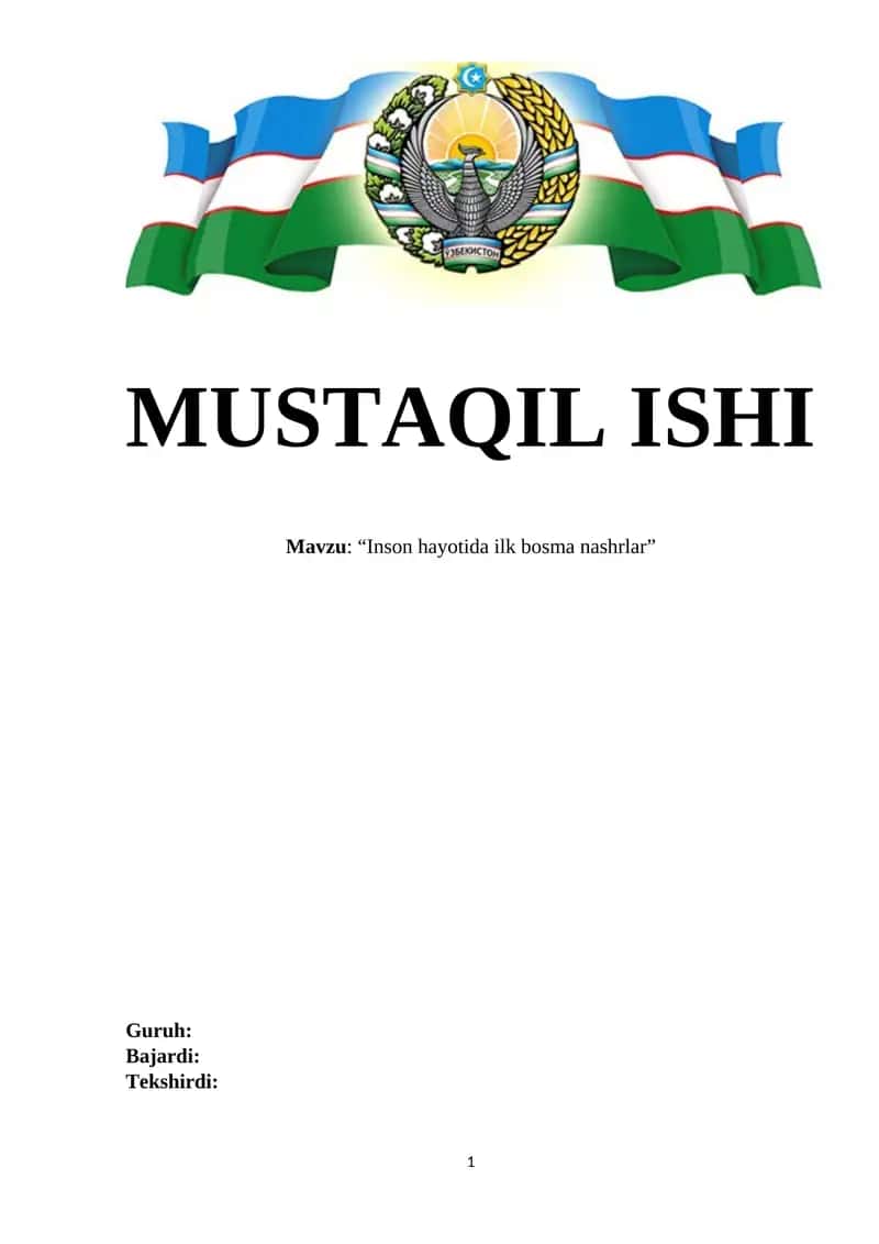 Inson hayotida ilk bosma nashrlar 1