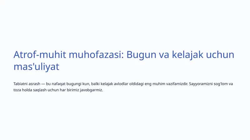 Atrof-muhit muhofazasi: Bugun va kelajak uchun mas'uliyat 1