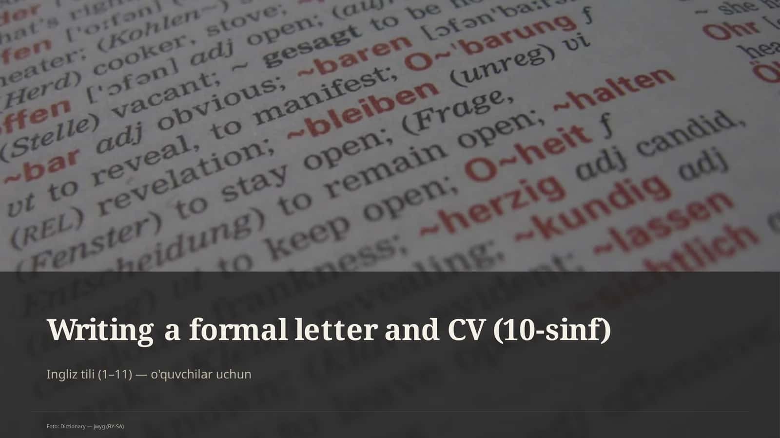 Writing a formal letter and CV (10-sinf) 1