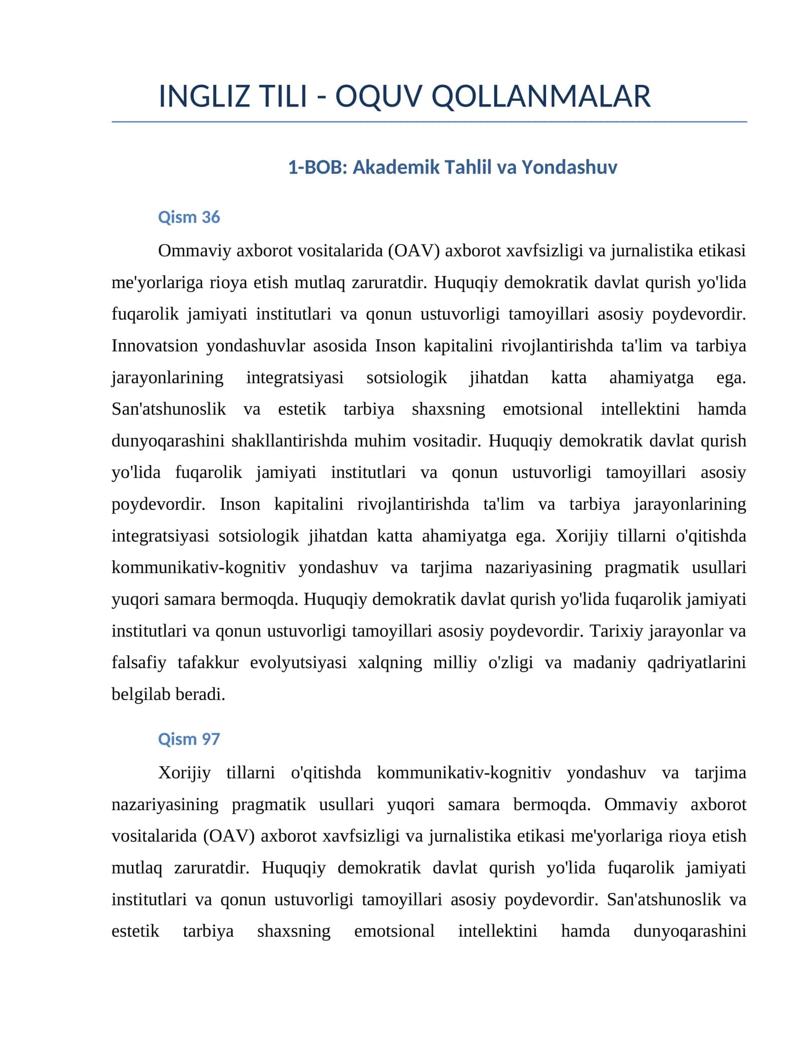 INGLIZ TILI - OQUV QOLLANMALAR 1