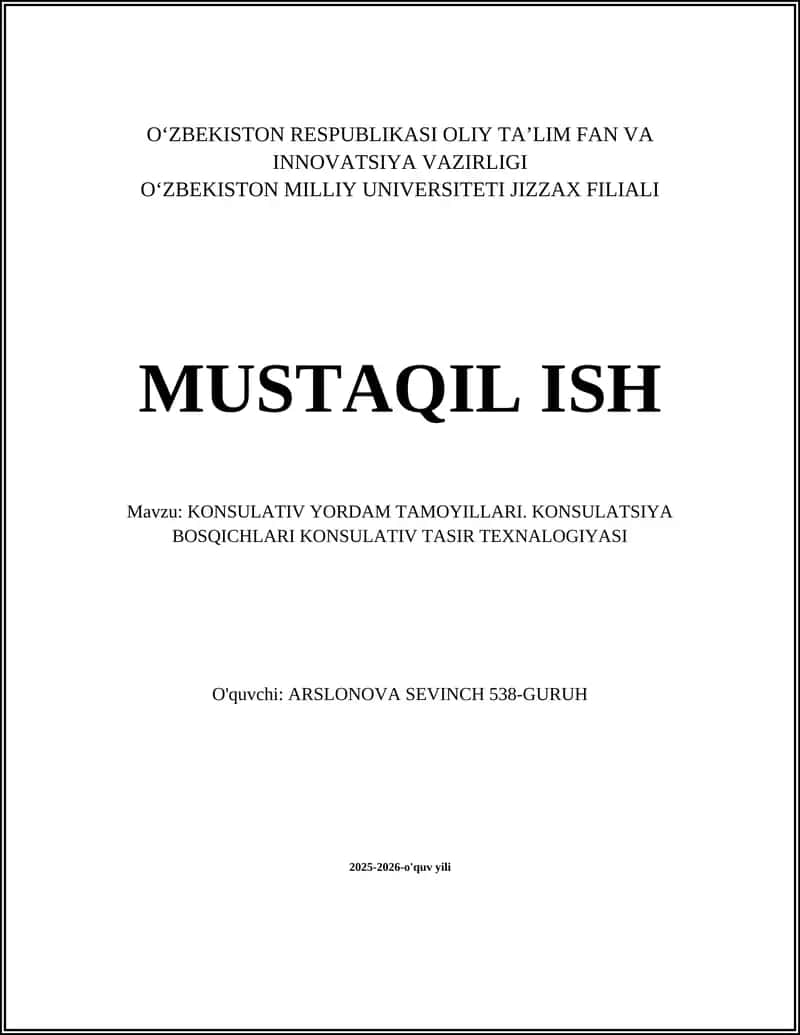 Konsultativ Yordam Tamoyillari 1