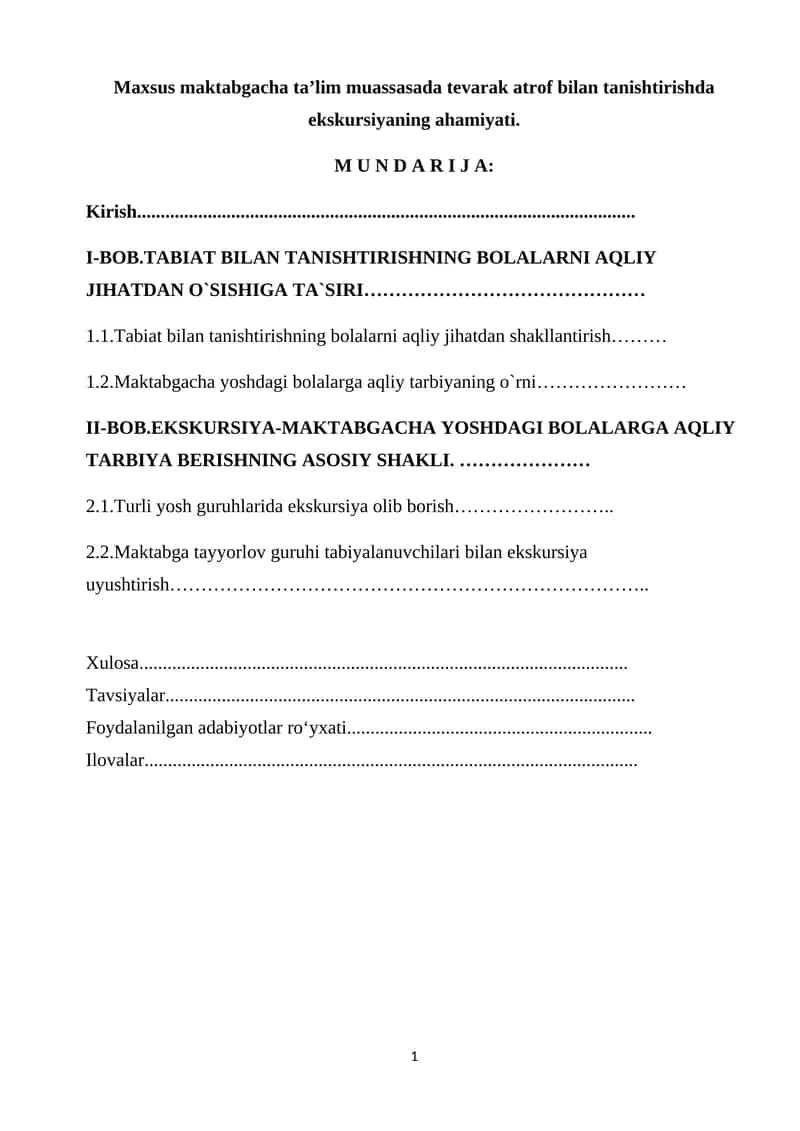 Maxsus maktabgacha taʼlim muassasada tevarak atrof bilan tanishtirishda ekskursiyaning ahamiyati 1