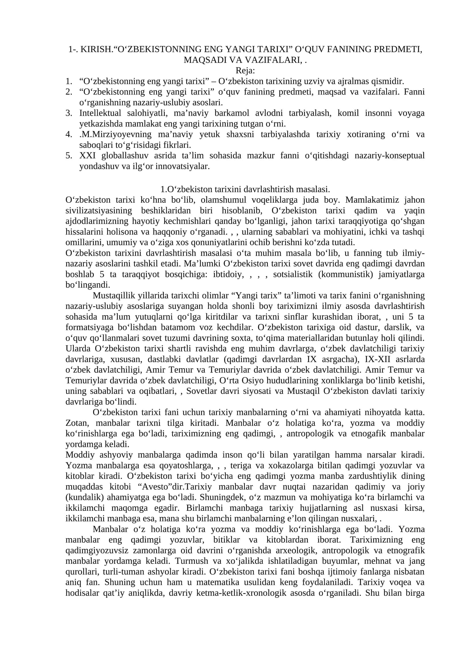 O‘zbekistonning eng yangi tarixi 1