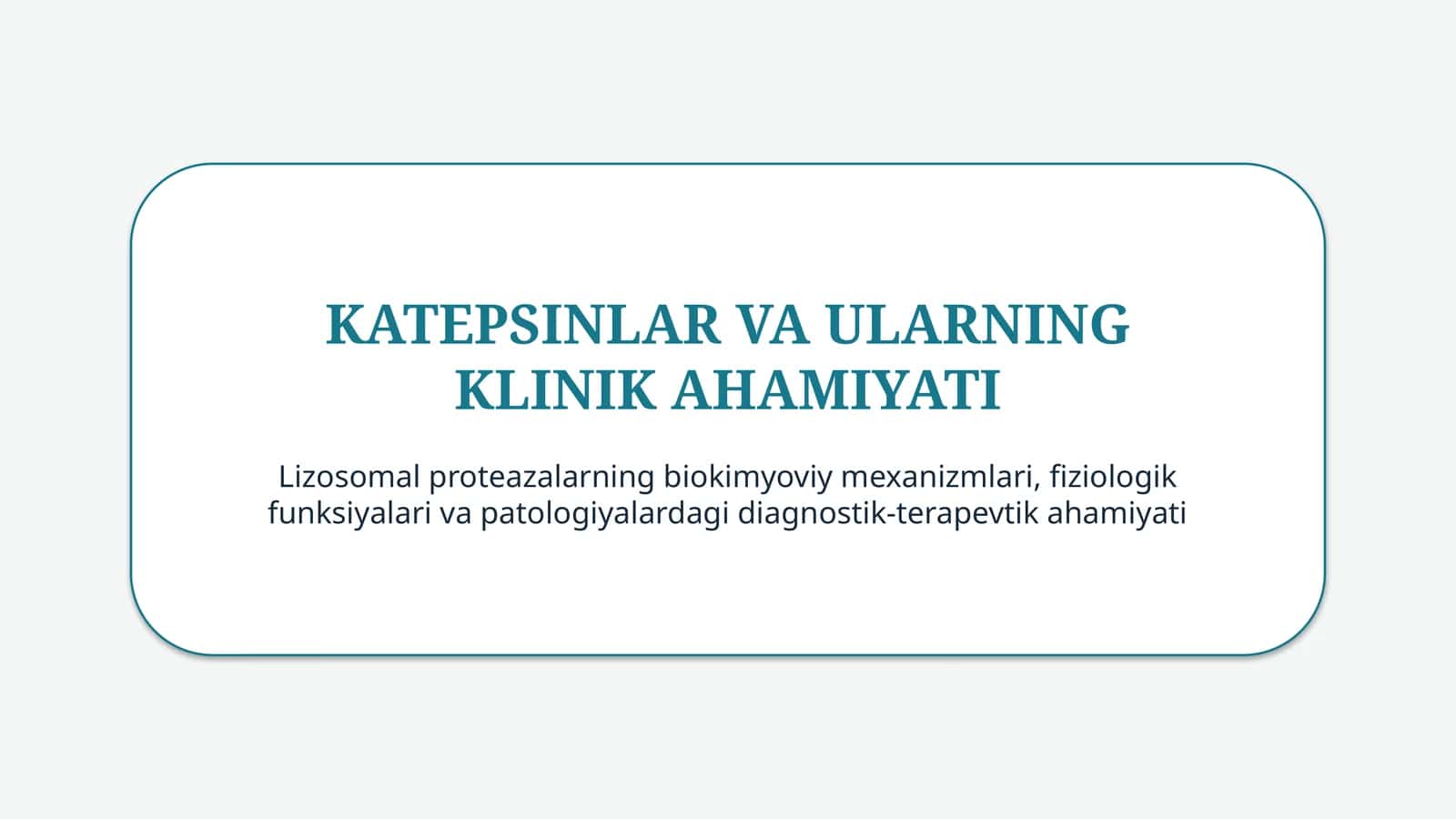 Katepsinlar va ularning klinik ahamiyati — 15 slayd 1