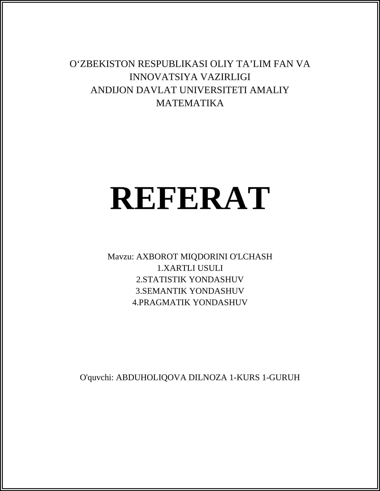 AMALIY MATEMATIKA REFERAT 1
