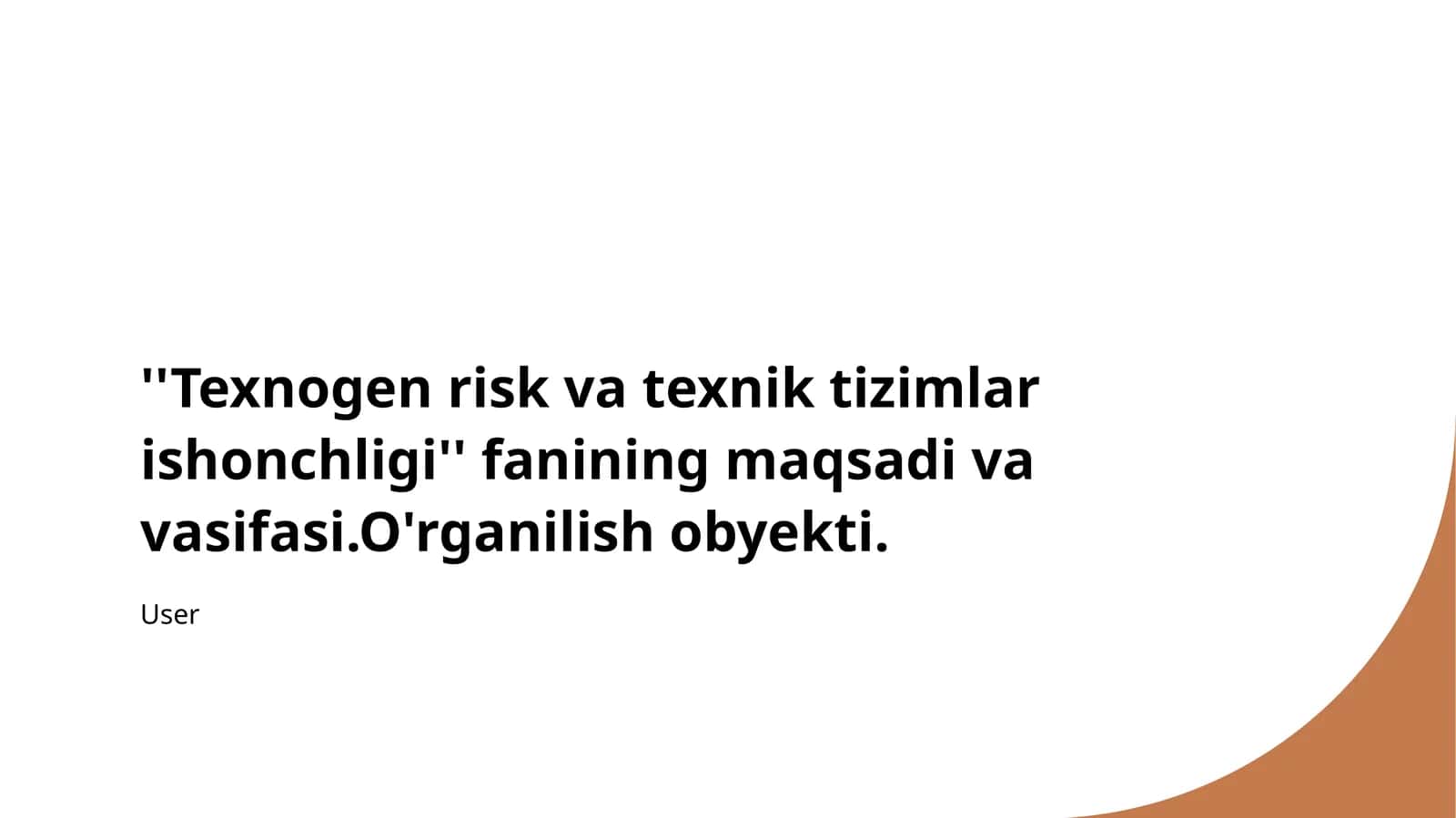 Texnogen risk va texnik tizimlar ishonchligi 1