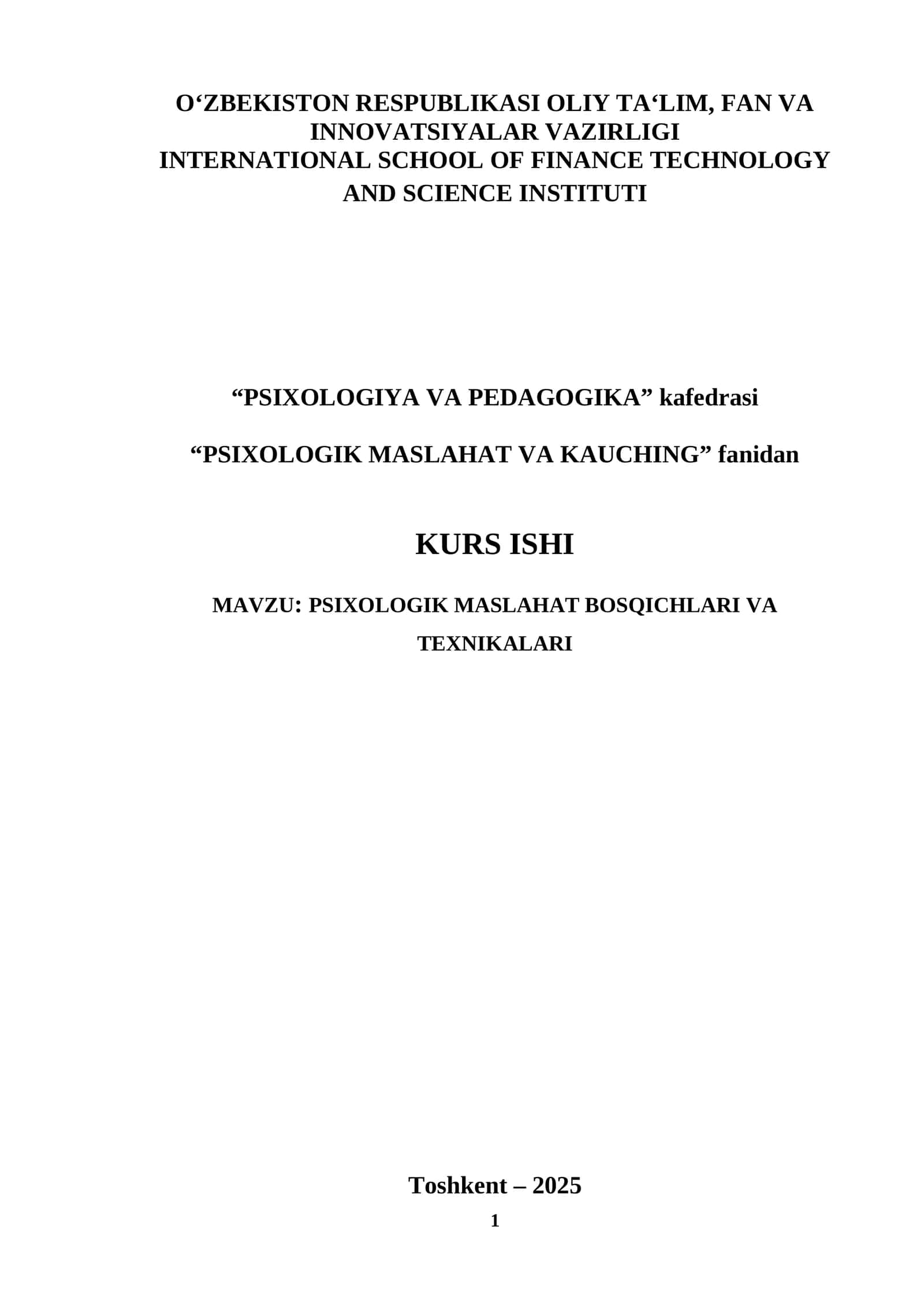 PSIXOLOGIK MASLAHAT BOSQICHLARI VA TEXNIKALARI 1