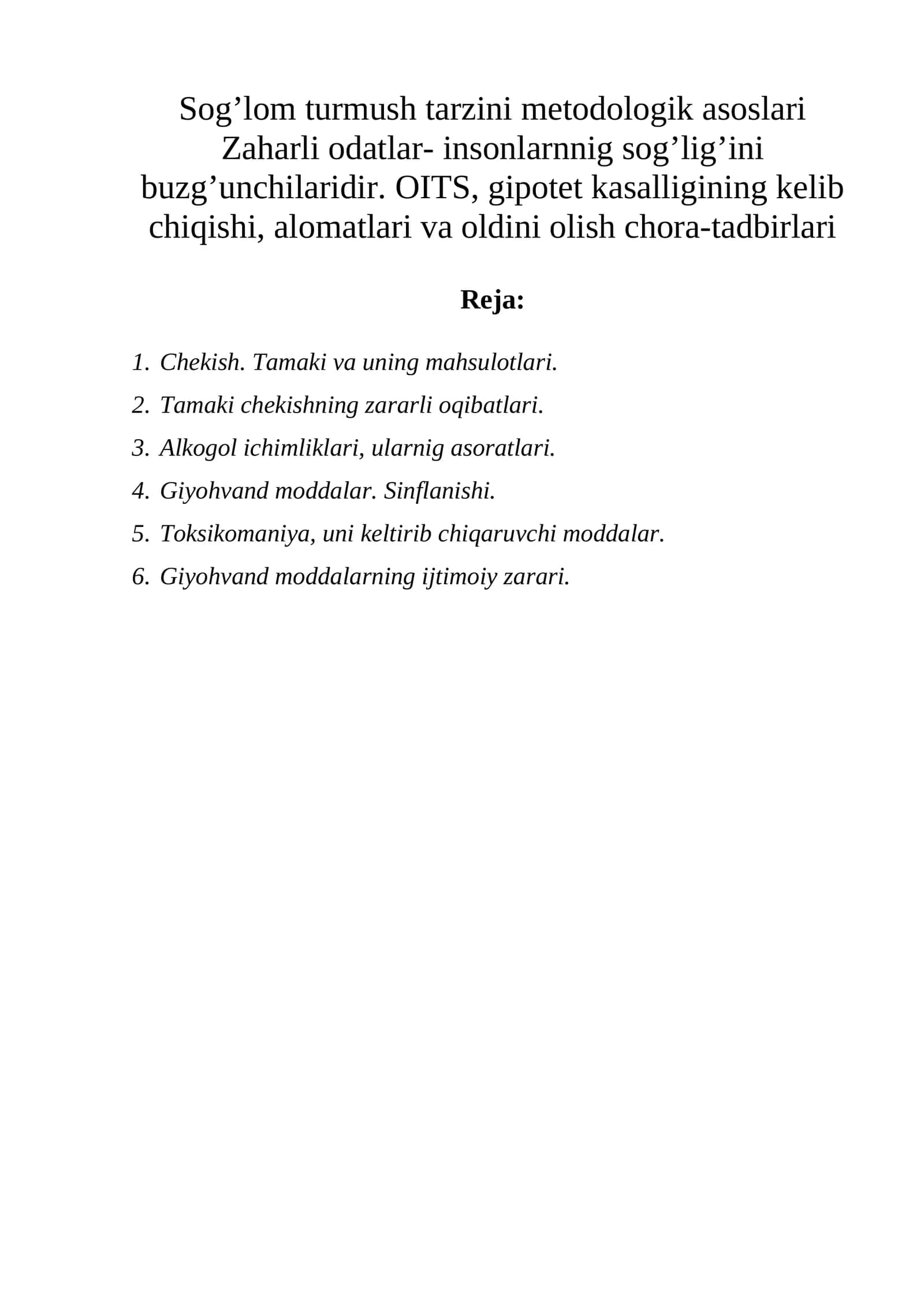 Sog’lom turmush tarzini metodologik asoslari 1