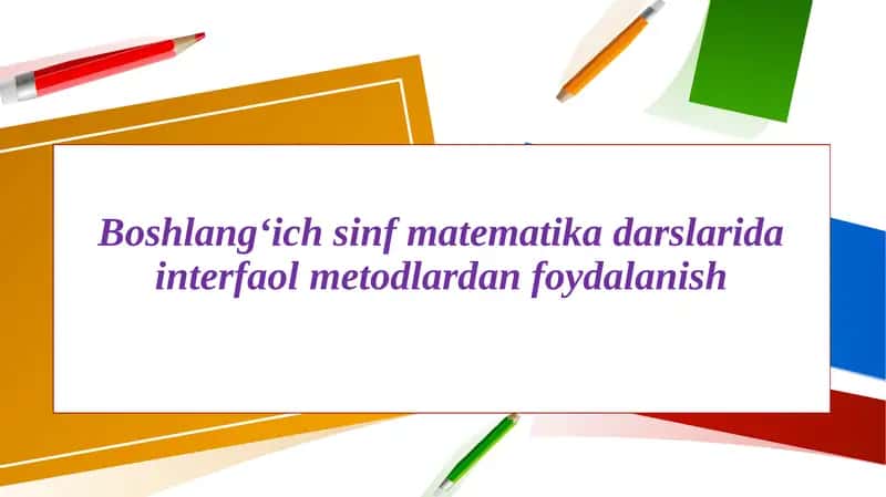 Boshlang‘ich sinf matematika darslari 1