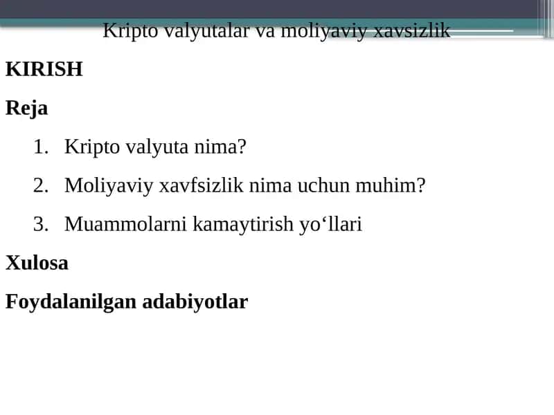 Kriptovalyutalar va moliyaviy xavfsizlik 1