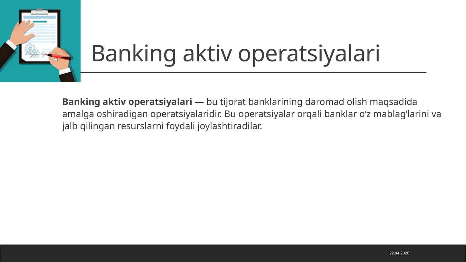 Banking aktiv operatsiyalari 1