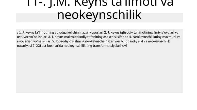 J.M. Keyns taʼlimoti va neokeynschilik 1