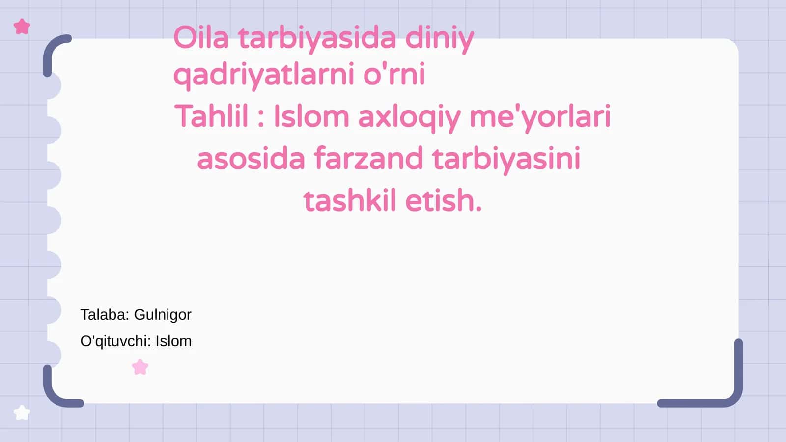 Oilada diniy qadriyatlarni tarbiyalash 1