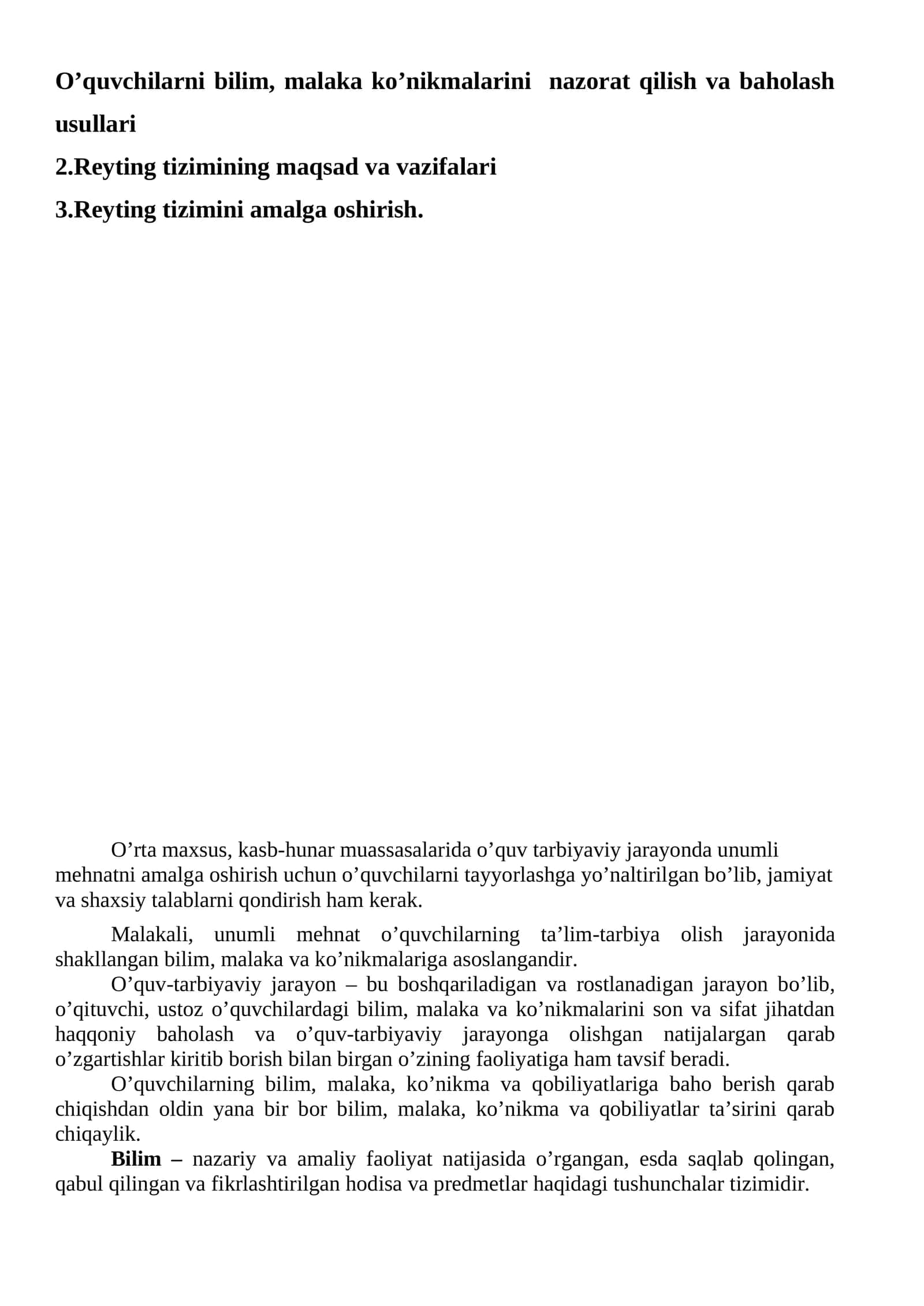 O’quvchilarni bilim, malaka ko’nikmalarini nazorat qilish va baholash usullari 1