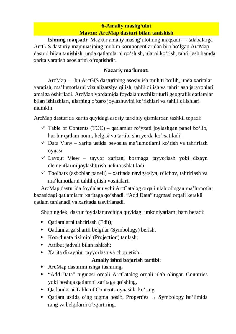 ArcMap dasturi 1