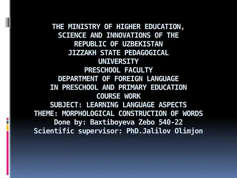 FUNDAMENTALS OF MORPHOLOGY AND WORD STRUCTURE 1