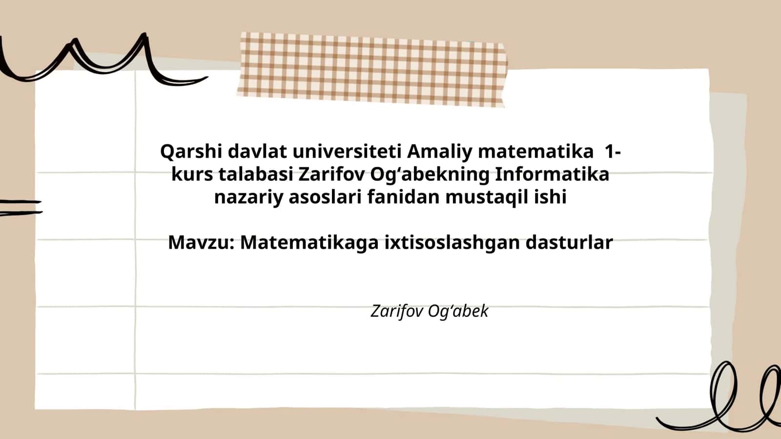 Matematikaga ixtisoslashgan dasturlar 1