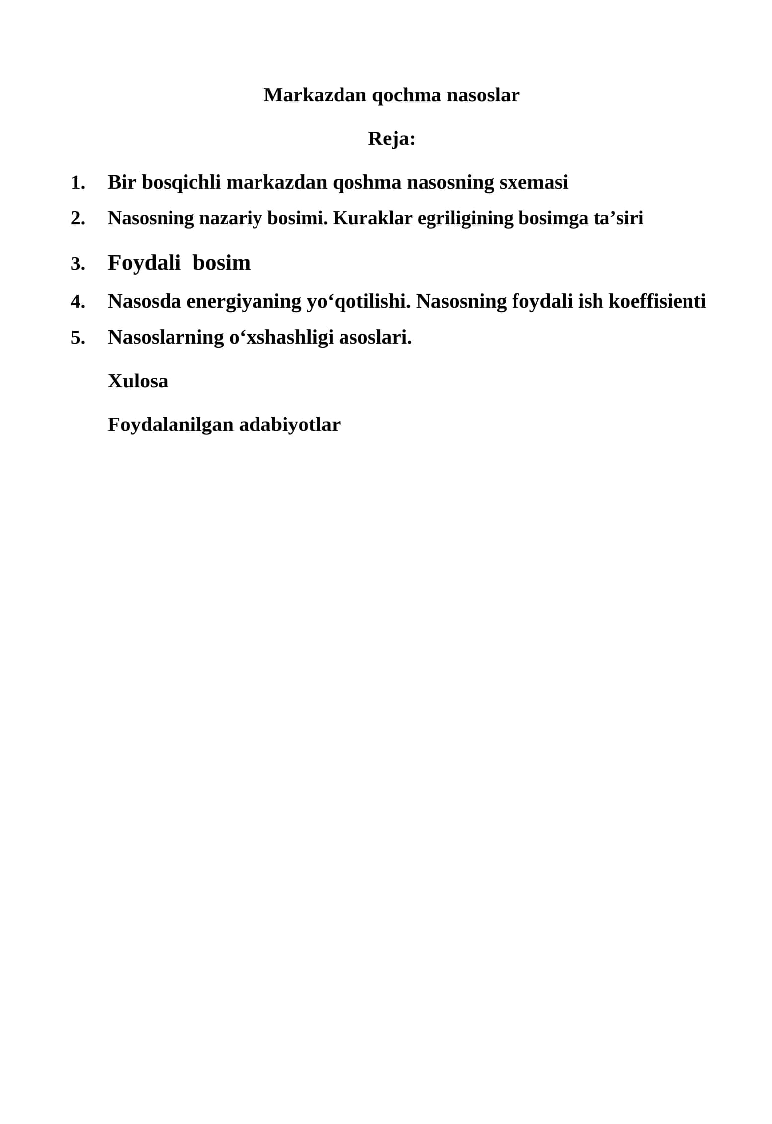 Markazdan qochma nasoslar 1