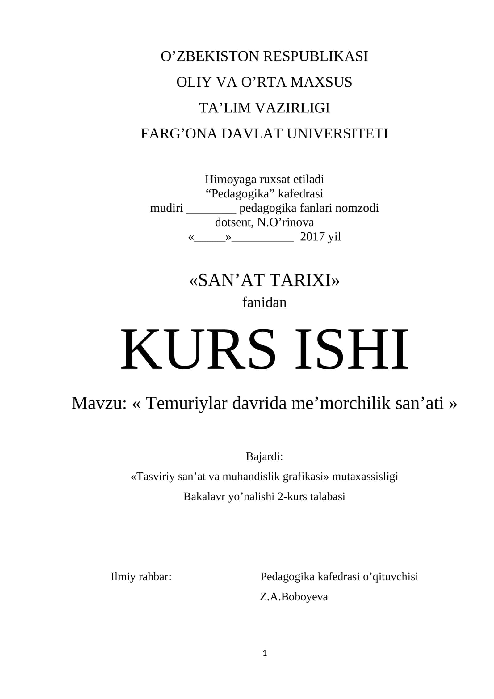 Temuriylar davrida me’morchilik san’ati 1