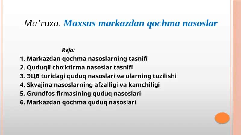 Markazdanqochmanasoslarning tasnifi 1