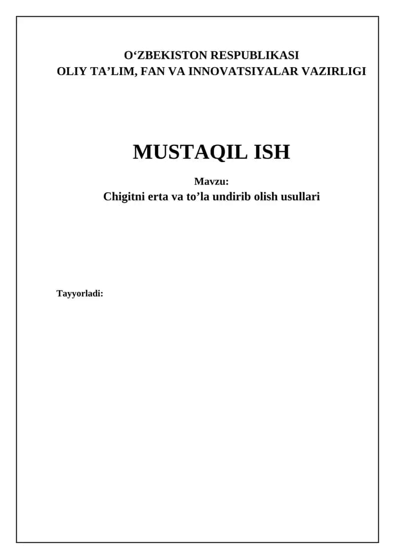 Chigitni erta va to’la undirib olish usullari 1