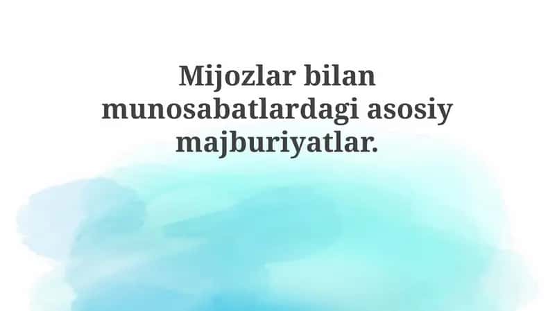 Mijozlar bilan munosabatlardagi asosiy majburiyatlar 1