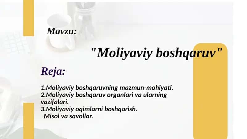 Moliyaviy boshqaruv 1