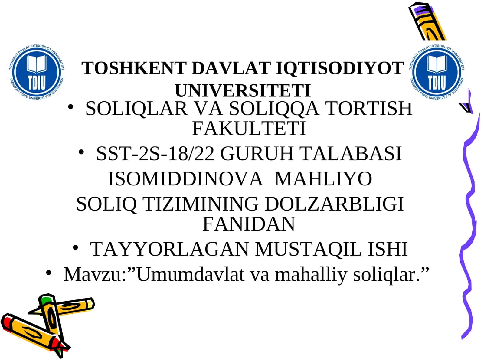 Umumdavlat va mahalliy soliqlar 1