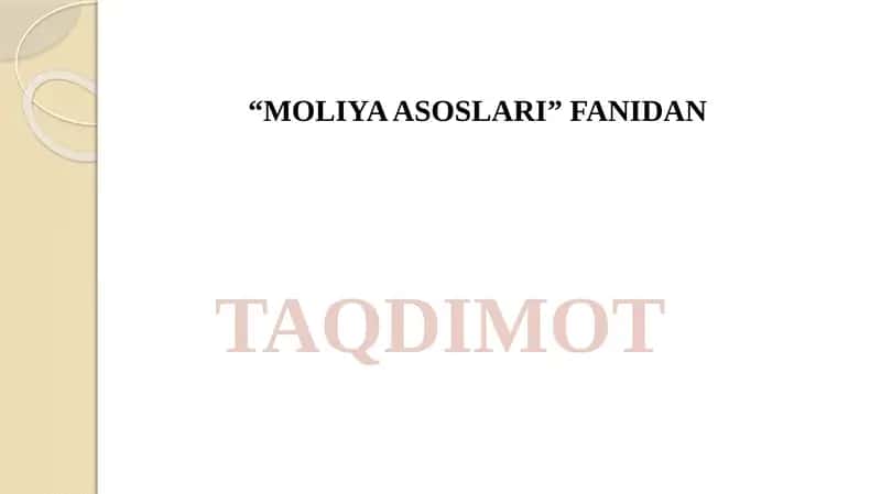 MOLIYA ASOSLARI 1
