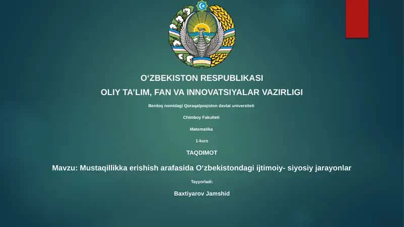Mustaqillikka erishish arafasida Oʻzbekistondagi ijtimoiy- siyosiy jarayonlar 1