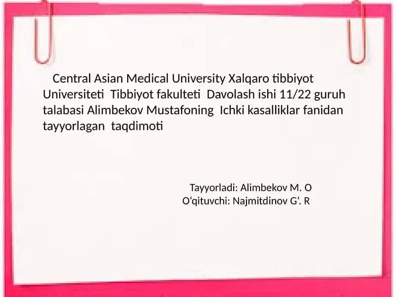 Central Asian Medical University Tibbiyot fakulteti 1