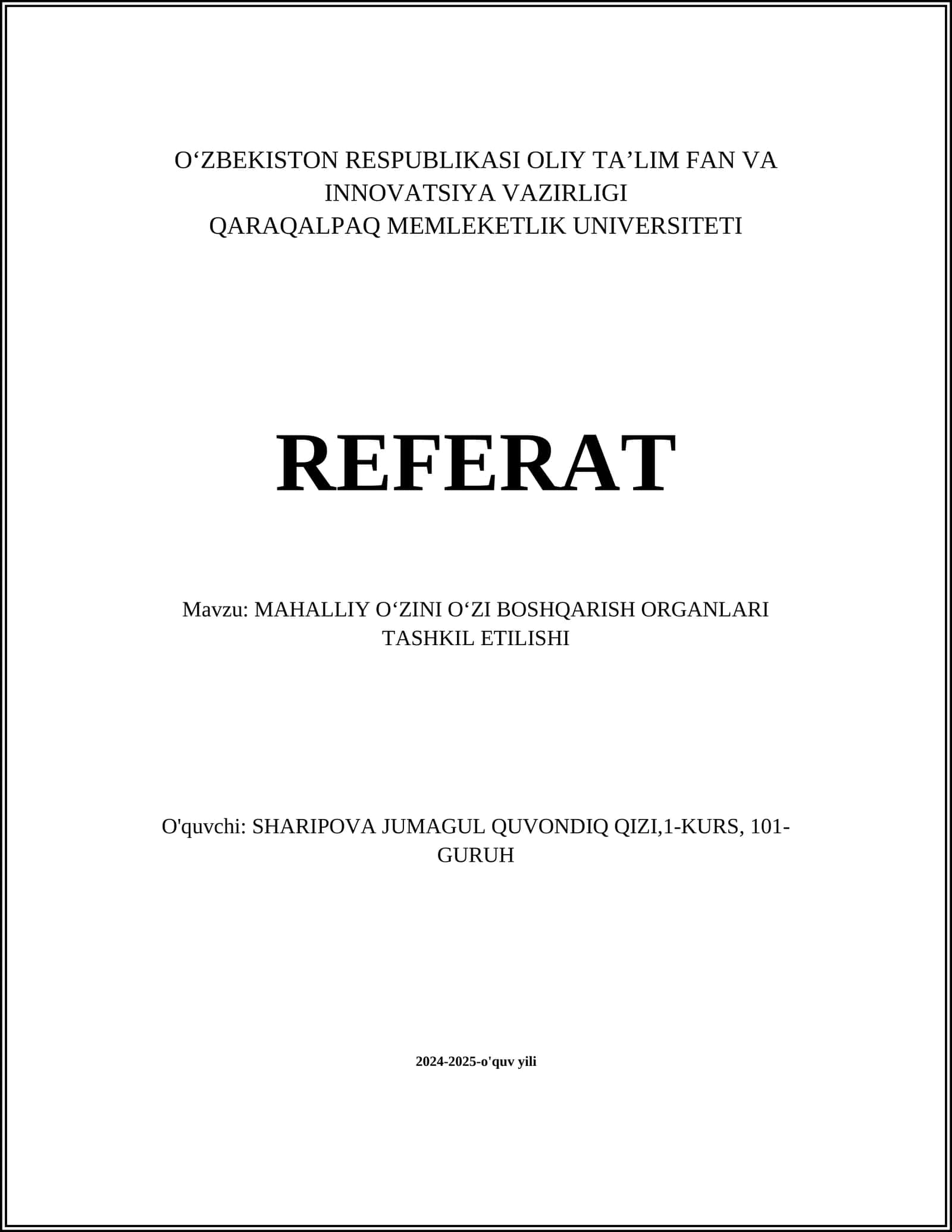 MAHALLIY OʻZINI OʻZI BOSHQARISH ORGANLARI TASHKIL ETILISHI 1