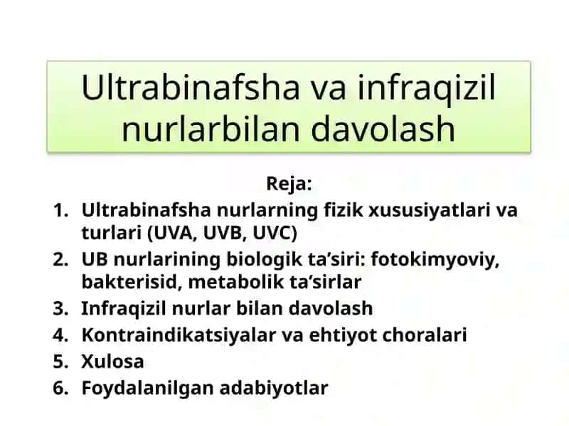 Ultrabinafsha nurlar bilan davolash