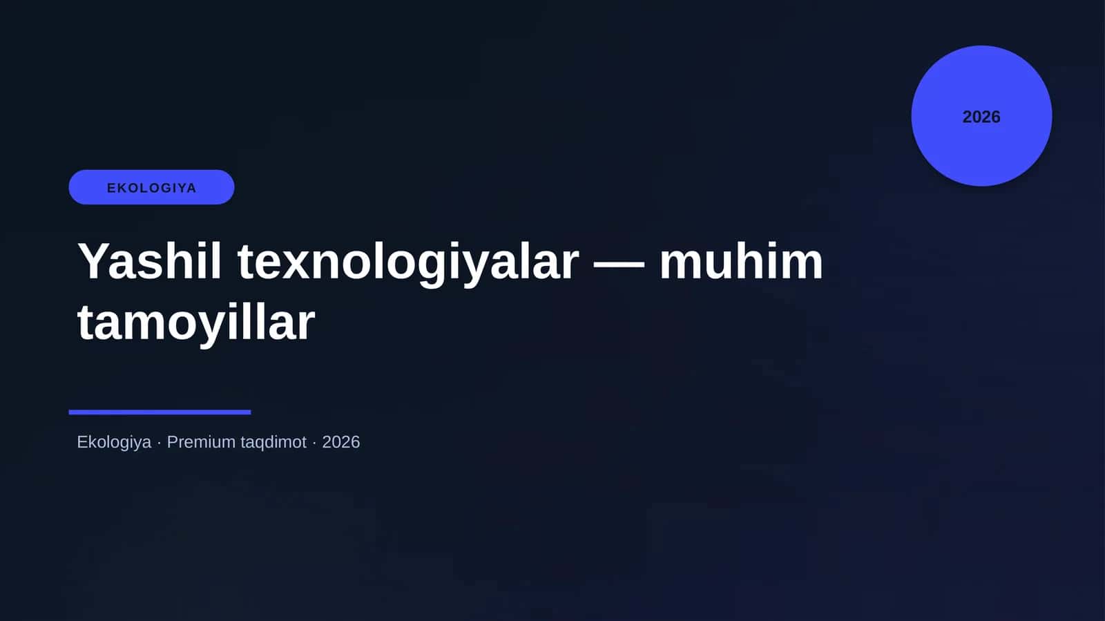 Yashil texnologiyalar — muhim tamoyillar 1