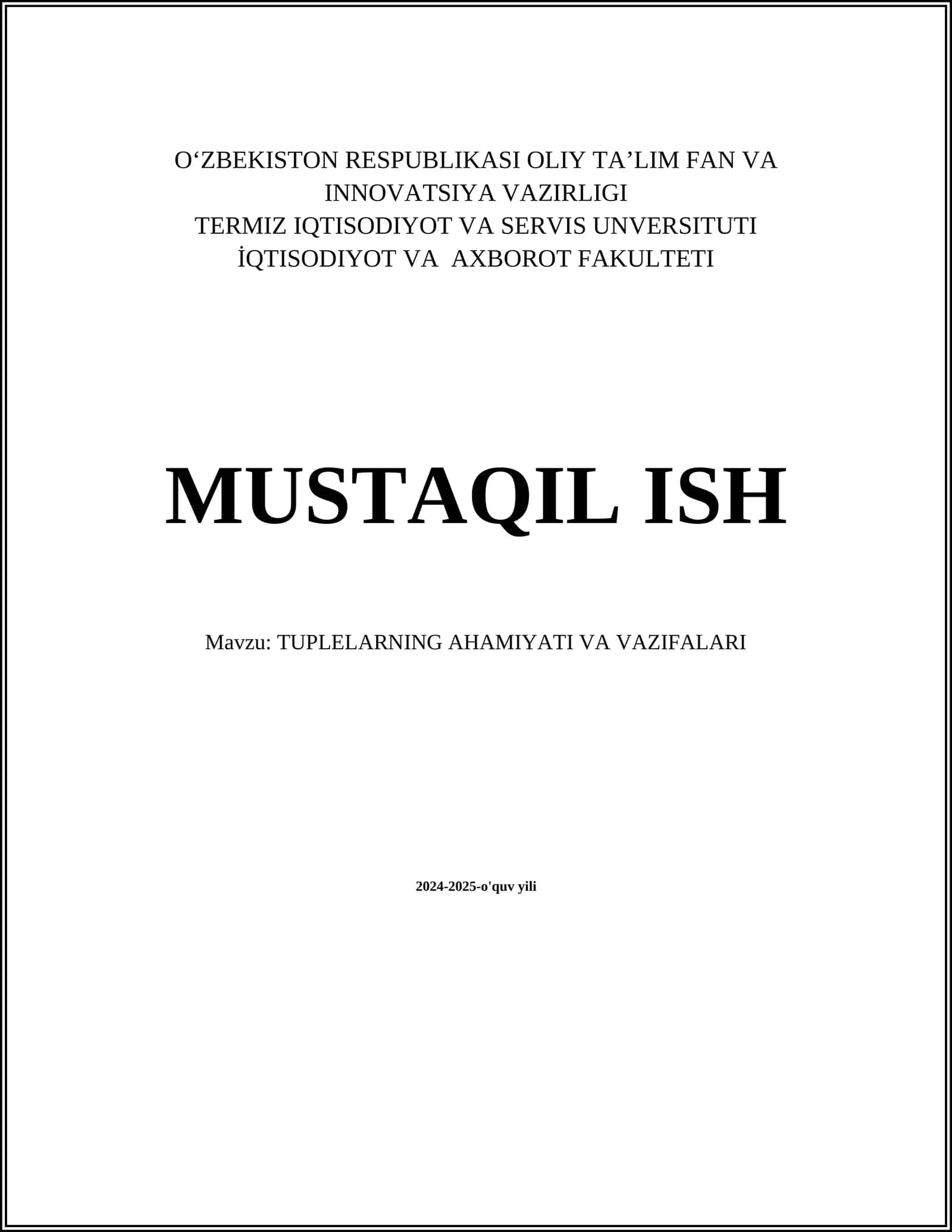 Tuplelarning Ahamiyati va Vazifalari 1