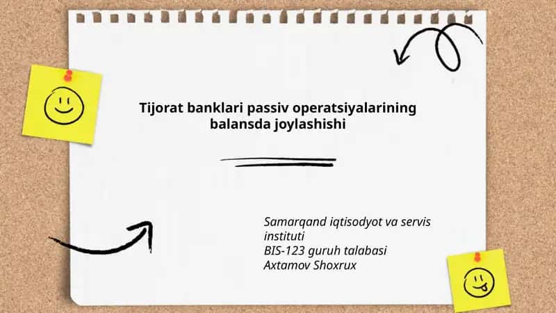 Tijorat banklari passiv operatsiyalarining balansda joylashishi 1