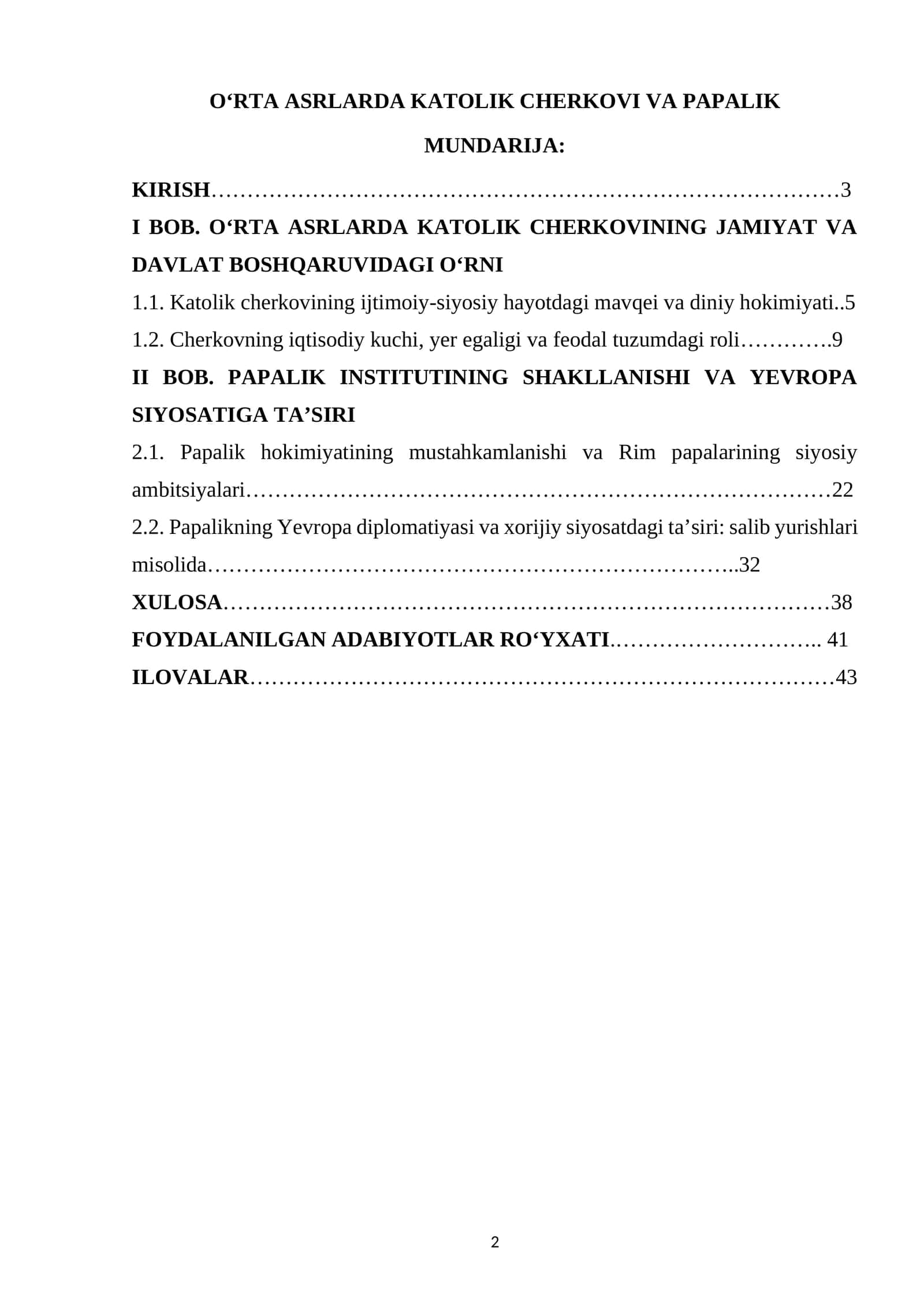 OʻRTA ASRLARDA KATOLIK CHERKOVI VA PAPALIK 1