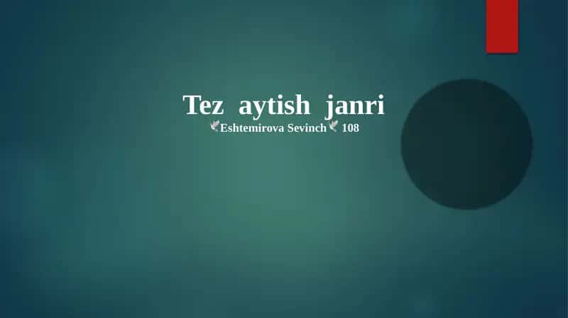 Tez aytish janri 1