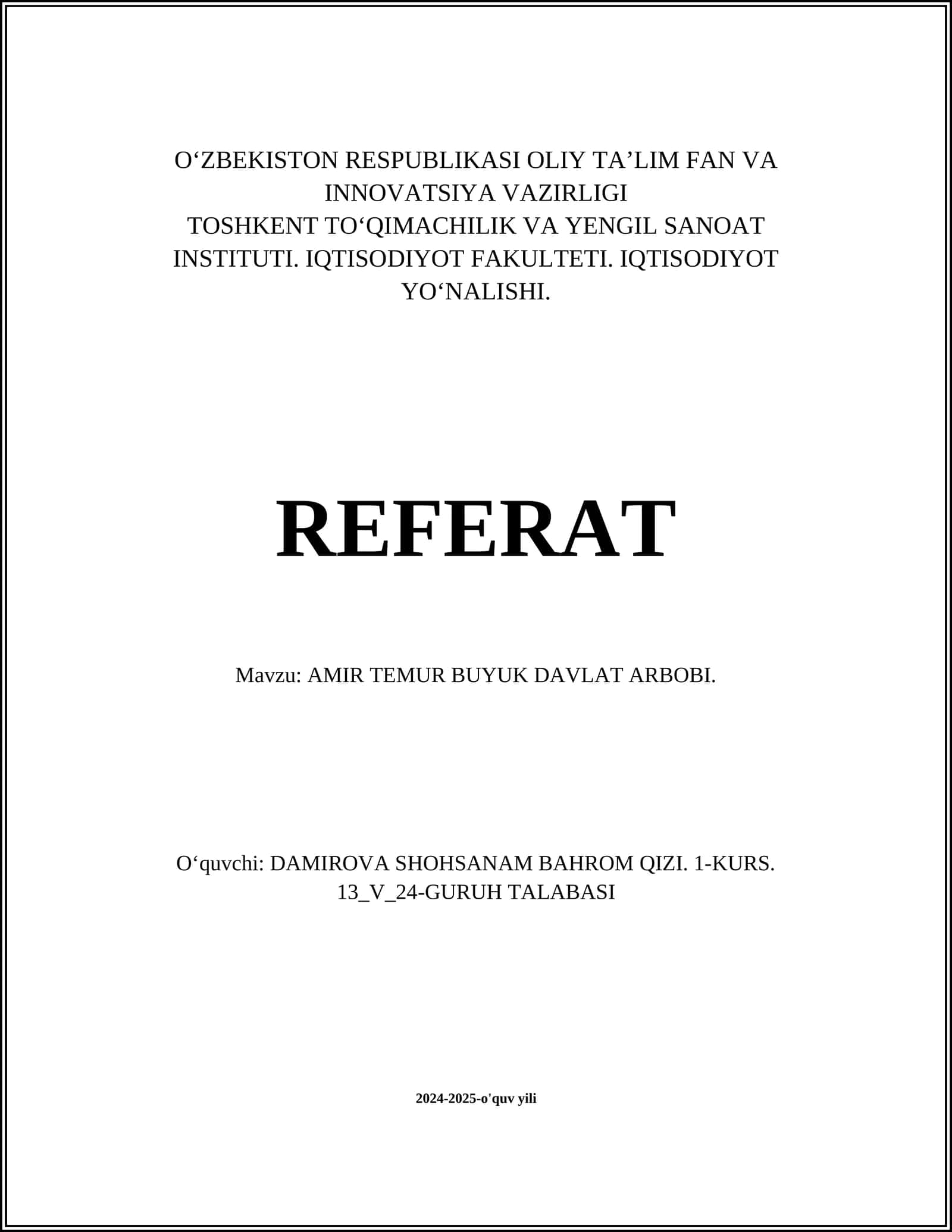AMIR TEMUR BUYUK DAVLAT ARBOBI 1