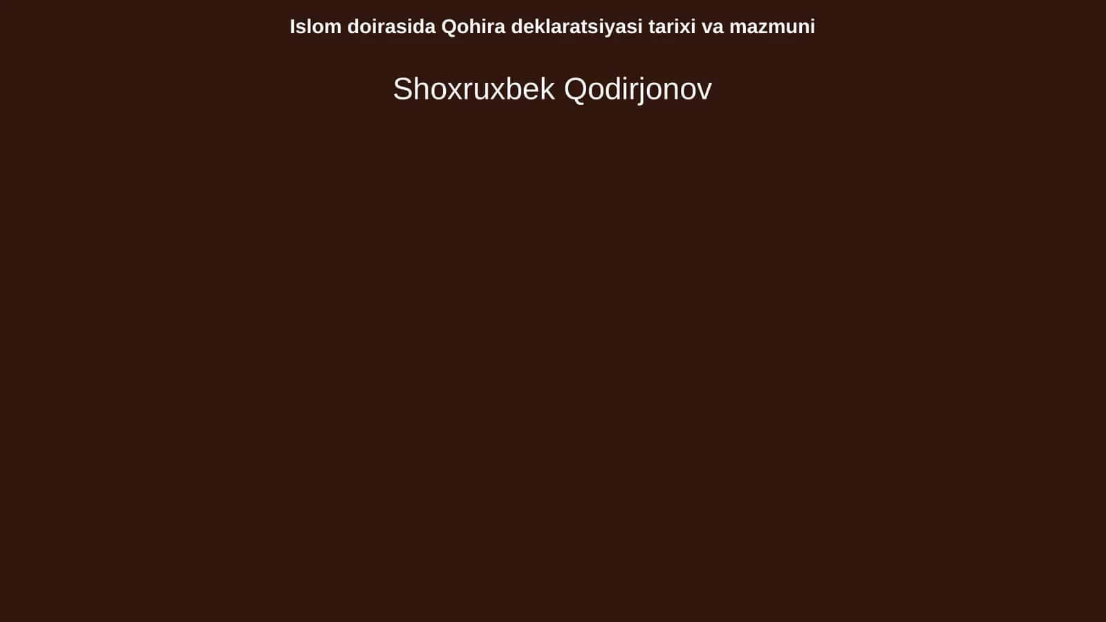 Islom doirasida Qohira deklaratsiyasi tarixi va mazmuni 1