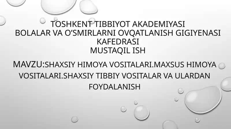 Shaxsiy himoya vositalari.Maxsus himoya vositalari. 1